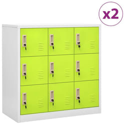 vidaXL 2x Locker Cabinets Light Grey and Green Steel Office Storage Cabinet