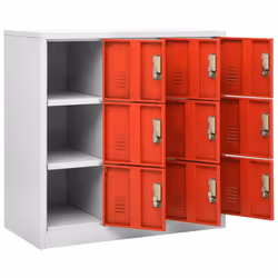 vidaXL 5x Locker Cabinets Light Grey and Red Steel Office Storage Side Cabinet - Additional view 5