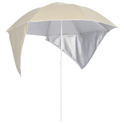 vidaXL Beach Umbrella with Side Walls Sand Parasol Sunshade Shelter Canopy - sand