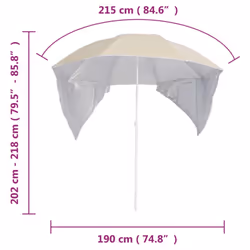 vidaXL Beach Umbrella with Side Walls Sand Parasol Sunshade Shelter Canopy - sand