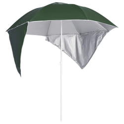 vidaXL Beach Umbrella with Side Walls Sand Parasol Sunshade Shelter Canopy - green