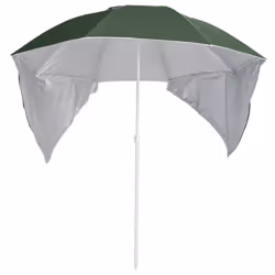 vidaXL Beach Umbrella with Side Walls Sand Parasol Sunshade Shelter Canopy - green