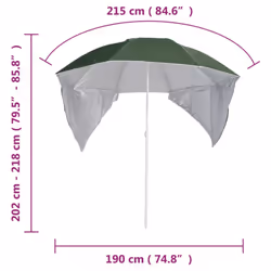 vidaXL Beach Umbrella with Side Walls Sand Parasol Sunshade Shelter Canopy - green