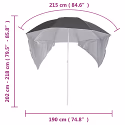 vidaXL Beach Umbrella with Side Walls Sand Parasol Sunshade Shelter Canopy - anthracite