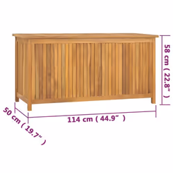 vidaXL Garden Storage Box Pillow Blanket Chest Tool Chest Solid Wood Teak - 114 x 50 x 58 cm - Additional view 3