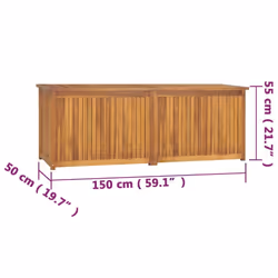 vidaXL Garden Storage Box Pillow Blanket Chest Tool Chest Solid Wood Teak - 150 x 50 x 53 cm - Additional view 2