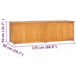vidaXL Garden Storage Box Pillow Blanket Chest Tool Chest Solid Wood Teak - 175 x 50 x 53 cm - Additional view 3