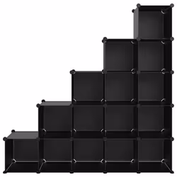 vidaXL Storage Cube Organiser PP Shoe Rack Room Divider Multi Colours/Sizes - black, 155 x 32 x 153.5 cm - Additional view 2