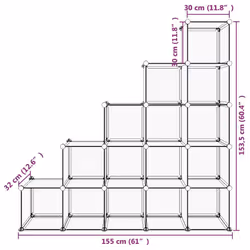 vidaXL Storage Cube Organiser PP Shoe Rack Room Divider Multi Colours/Sizes - black, 155 x 32 x 153.5 cm - Additional view 3