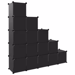 vidaXL Storage Cube Organiser PP Shoe Rack Room Divider Multi Colours/Sizes - black, 155 x 32 x 153.5 cm - Additional view 4