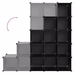vidaXL Storage Cube Organiser PP Shoe Rack Room Divider Multi Colours/Sizes - black, 155 x 32 x 153.5 cm - Additional view 5