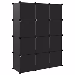 vidaXL Storage Cube Organiser PP Shoe Rack Room Divider Multi Colours/Sizes - black, 94.5 x 31.5 x 123 cm - Additional view 4