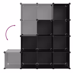 vidaXL Storage Cube Organiser PP Shoe Rack Room Divider Multi Colours/Sizes - black, 94.5 x 31.5 x 123 cm - Additional view 5