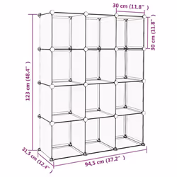 vidaXL Storage Cube Organiser PP Shoe Rack Room Divider Multi Colours/Sizes - black, 94.5 x 31.5 x 123 cm - Additional view 7
