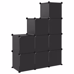 vidaXL Storage Cube Organiser PP Shoe Rack Room Divider Multi Colours/Sizes - black, 94.5 x 32 x 124 cm - Additional view 4