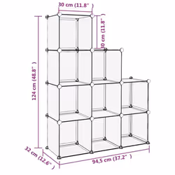 vidaXL Storage Cube Organiser PP Shoe Rack Room Divider Multi Colours/Sizes - black, 94.5 x 32 x 124 cm - Additional view 6