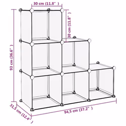 vidaXL Storage Cube Organiser PP Shoe Rack Room Divider Multi Colours/Sizes - black, 94.5 x 31.5 x 93 cm - Additional view 3