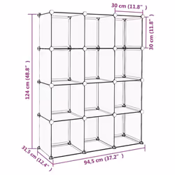 vidaXL Storage Cube Organiser PP Shoe Rack Room Divider Multi Colours/Sizes - transparent, 94.5 x 31.5 x 124 cm - Additional view 3