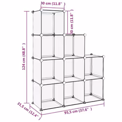 vidaXL Storage Cube Organiser PP Shoe Rack Room Divider Multi Colours/Sizes - transparent, 95.5 x 31.5 x 124 cm - Additional view 6