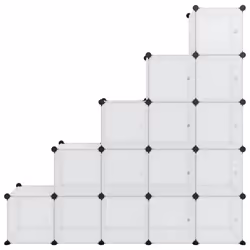 vidaXL Storage Cube Organiser PP Shoe Rack Room Divider Multi Colours/Sizes - transparent and white, 155 x 32 x 153.5 cm - Additional view 2