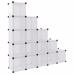 vidaXL Storage Cube Organiser PP Shoe Rack Room Divider Multi Colours/Sizes - transparent and white, 155 x 32 x 153.5 cm - Additional view 5