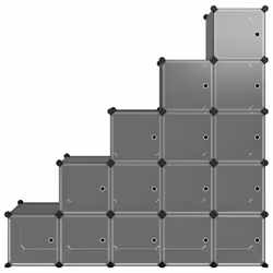vidaXL Storage Cube Organiser PP Shoe Rack Room Divider Multi Colours/Sizes - black and transparent, 156 x 31.5 x 153.5 cm - Additional view 2