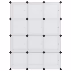 vidaXL Storage Cube Organiser PP Shoe Rack Room Divider Multi Colours/Sizes - transparent and white, 94 x 31.5 x 123.5 cm - Additional view 2