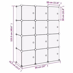vidaXL Storage Cube Organiser PP Shoe Rack Room Divider Multi Colours/Sizes - transparent and white, 94 x 31.5 x 123.5 cm - Additional view 7