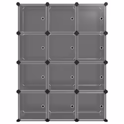 vidaXL Storage Cube Organiser PP Shoe Rack Room Divider Multi Colours/Sizes - black and transparent, 94.5 x 31.5 x 124 cm - Additional view 2