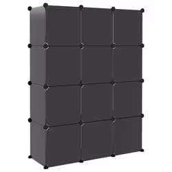 vidaXL Storage Cube Organiser PP Shoe Rack Room Divider Multi Colours/Sizes - black and transparent, 94.5 x 31.5 x 124 cm - Additional view 5