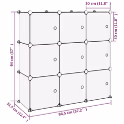 vidaXL Storage Cube Organiser PP Shoe Rack Room Divider Multi Colours/Sizes - transparent and white, 94.5 x 31.5 x 94 cm - Additional view 3