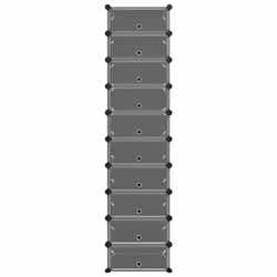 vidaXL Shoe Rack PP Home Organiser Storage Shelf Black/Transparent Multi Sizes - black, 44 x 32 x 174 cm - Additional view 2
