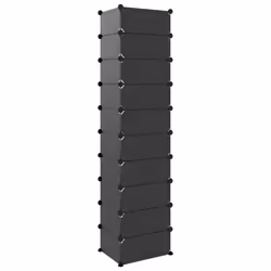 vidaXL Shoe Rack PP Home Organiser Storage Shelf Black/Transparent Multi Sizes - black, 44 x 32 x 174 cm - Additional view 4