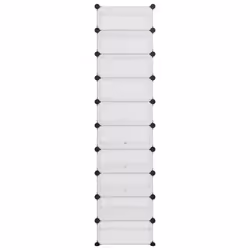 vidaXL Shoe Rack PP Home Organiser Storage Shelf Black/Transparent Multi Sizes - transparent, 44 x 32 x 174 cm - Additional view 2
