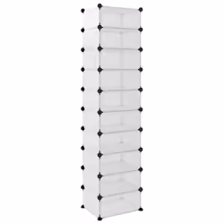 vidaXL Shoe Rack PP Home Organiser Storage Shelf Black/Transparent Multi Sizes - transparent, 44 x 32 x 174 cm - Additional view 4