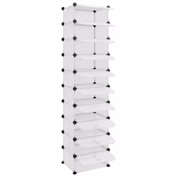 vidaXL Shoe Rack PP Home Organiser Storage Shelf Black/Transparent Multi Sizes - transparent, 44 x 32 x 174 cm - Additional view 5