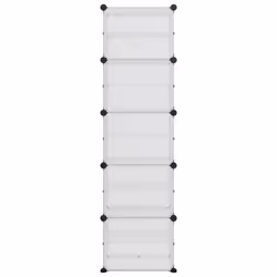 vidaXL Shoe Rack PP Home Organiser Storage Shelf Black/Transparent Multi Sizes - transparent, 44 x 31.5 x 153.5 cm - Additional view 2