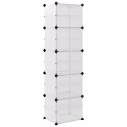 vidaXL Shoe Rack PP Home Organiser Storage Shelf Black/Transparent Multi Sizes - transparent, 44 x 31.5 x 153.5 cm - Additional view 4