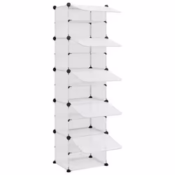 vidaXL Shoe Rack PP Home Organiser Storage Shelf Black/Transparent Multi Sizes - transparent, 44 x 31.5 x 153.5 cm - Additional view 5
