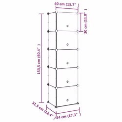 vidaXL Shoe Rack PP Home Organiser Storage Shelf Black/Transparent Multi Sizes - transparent, 44 x 31.5 x 153.5 cm - Additional view 7
