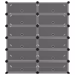 vidaXL Shoe Rack PP Home Organiser Storage Shelf Black/Transparent Multi Sizes - black, 94.5 x 36.5 x 106 cm - Additional view 2