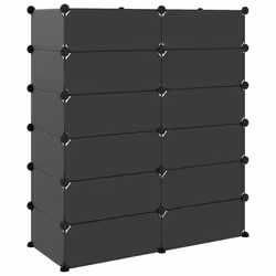 vidaXL Shoe Rack PP Home Organiser Storage Shelf Black/Transparent Multi Sizes - black, 94.5 x 36.5 x 106 cm - Additional view 4