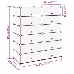 vidaXL Shoe Rack PP Home Organiser Storage Shelf Black/Transparent Multi Sizes - black, 94.5 x 36.5 x 106 cm - Additional view 7