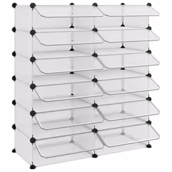 vidaXL Shoe Rack PP Home Organiser Storage Shelf Black/Transparent Multi Sizes - transparent, 94.5 x 36.5 x 106 cm - Additional view 5