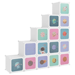 vidaXL Cube Storage Cabinet Blue/White 124.5x31.5x123.5 cm/155x31.5x154 cm - white, 155 x 31.5 x 154 cm