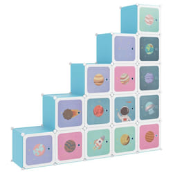 vidaXL Cube Storage Cabinet Blue/White 124.5x31.5x123.5 cm/155x31.5x154 cm - blue, 155 x 31.5 x 154 cm