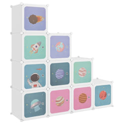 vidaXL Cube Storage Cabinet Blue/White 124.5x31.5x123.5 cm/155x31.5x154 cm - white, 124.5 x 31.5 x 123.5 cm