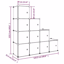 vidaXL Cube Storage Cabinet Blue/White 124.5x31.5x123.5 cm/155x31.5x154 cm - white, 124.5 x 31.5 x 123.5 cm - Additional view 7