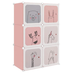 vidaXL Cube Storage Cabinet for Kids with 8 Cubes Blue PP Multi Colours/Sizes - pink, 74 x 36.5 x 108 cm