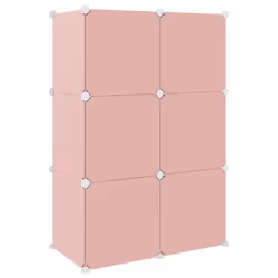 vidaXL Cube Storage Cabinet for Kids with 8 Cubes Blue PP Multi Colours/Sizes - pink, 74 x 36.5 x 108 cm - Additional view 4